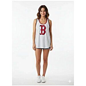 5th & Ocean White Tank Top with Red Trim and Red Logo